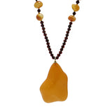 Antique Amber Wave Pendant Beaded Necklace - Amber Alex Jewelry