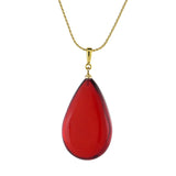 Red Amber Drop Pendant & Chain Necklace 14K Gold Plated - Amber Alex Jewelry