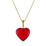 Red Amber Heart Pendant & Chain Necklace 14K Gold Plated