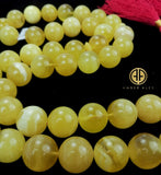 Yellow With White Amber Round Shape 15mm Islamic Prayer Beads