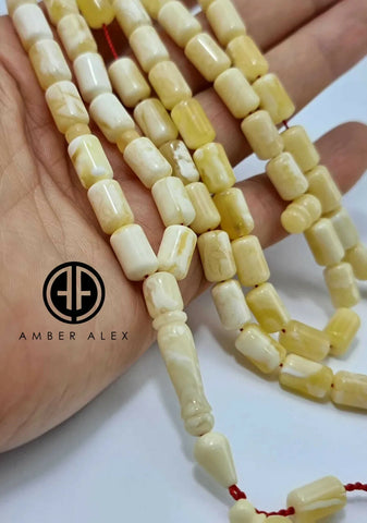 White with Yellow Amber Barrel Shape 6.5 mm Islamic Prayer