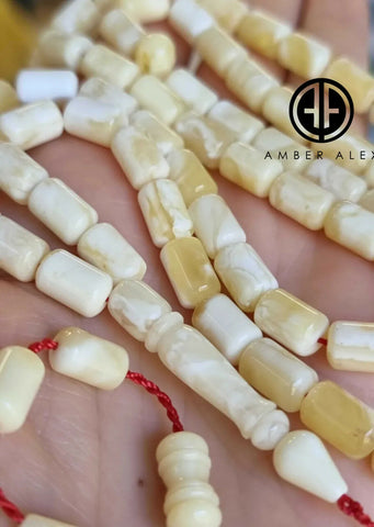 White with Yellow Amber Barrel Shape 6.5 mm Islamic Prayer