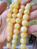 Yellow With White Amber Round Shape 12 mm Islamic Prayer