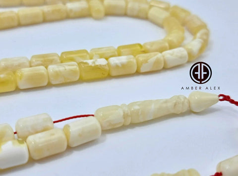 White with Yellow Amber Barrel Shape 6.5 mm Islamic Prayer