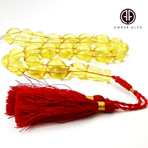 Transparent Amber Olive Shape 10.5 mm Islamic Prayer Beads