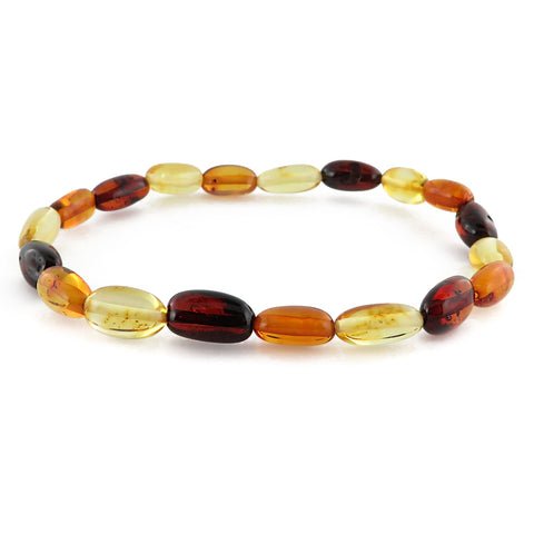 Multi-Color Amber Small Nugget Stretch Bracelet - Amber Alex Jewelry